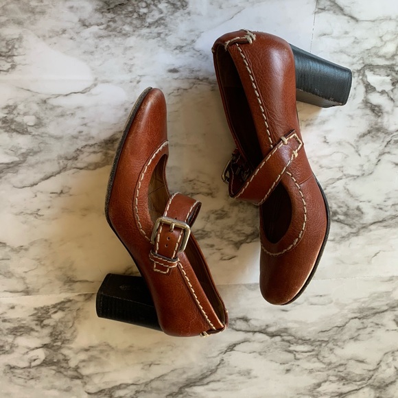 Chloe Shoes - Chloe Tan Brown Maryjane Pumps